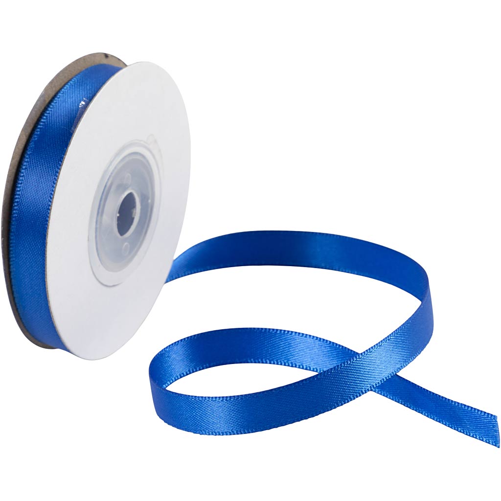 Satin Ribbon, W: 10 mm, blue, 3x10 m/ 1 roll