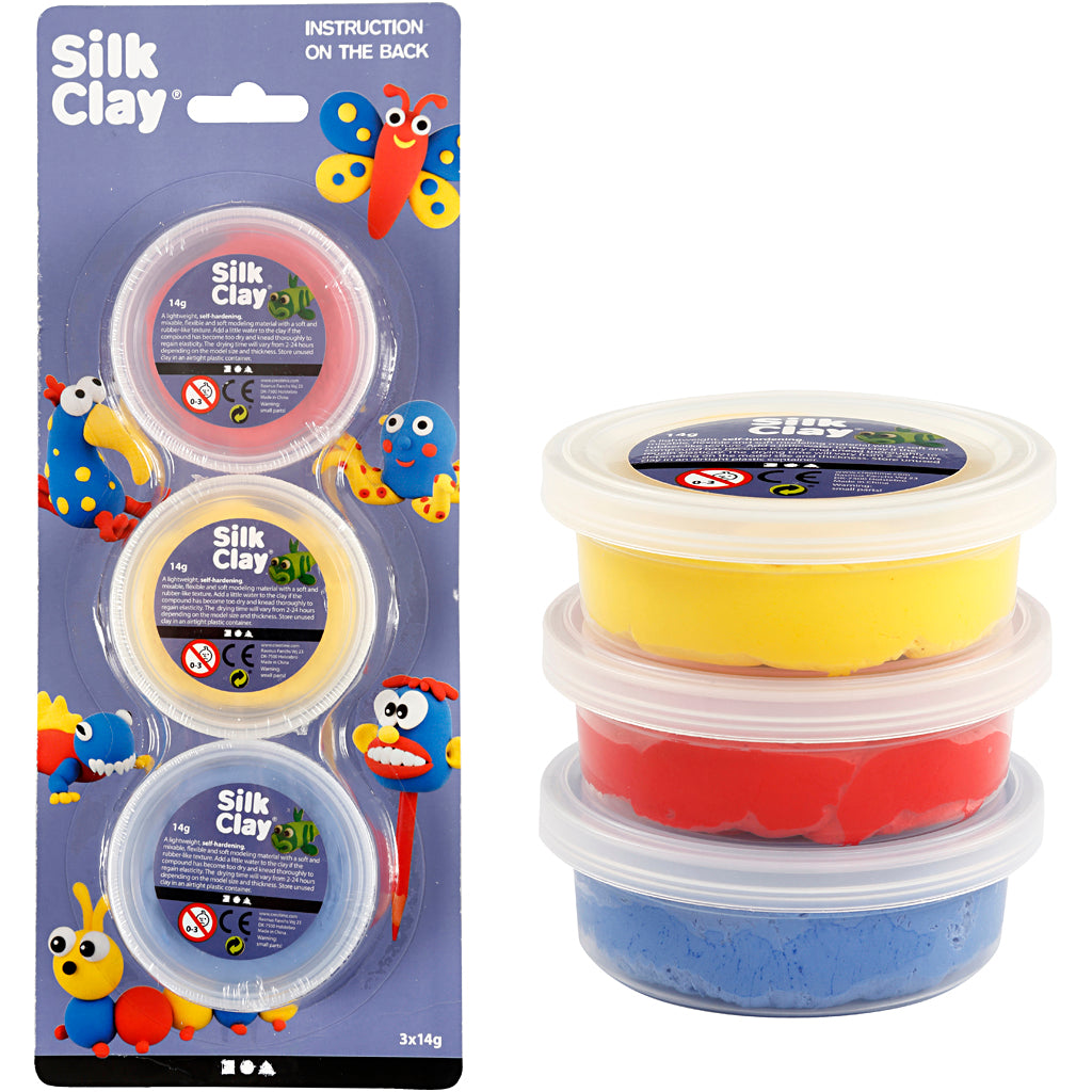 Silk Clay®, blue, red, yellow, 3x14 g