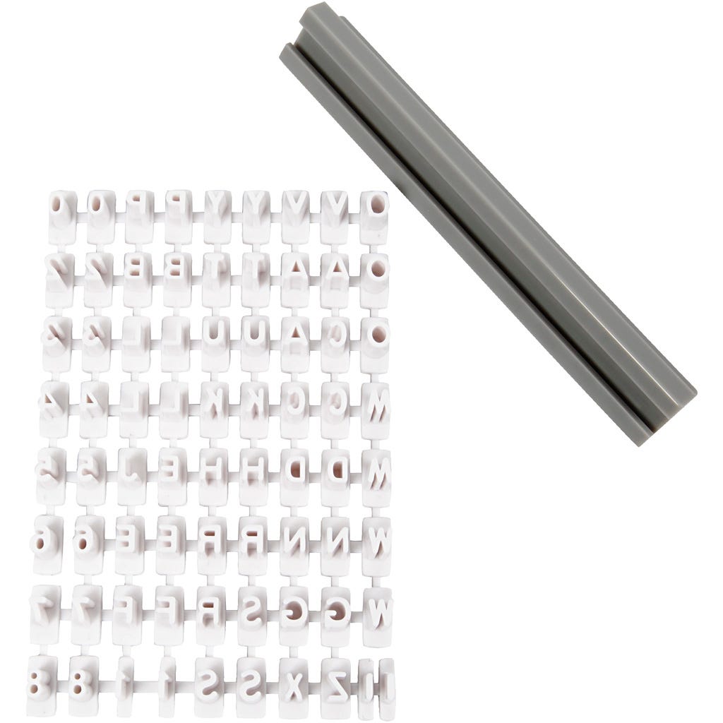 Stempel-Set, Buchstaben, Zahlen, H 6 mm, Weiß, 1 Set [HOB-78286]