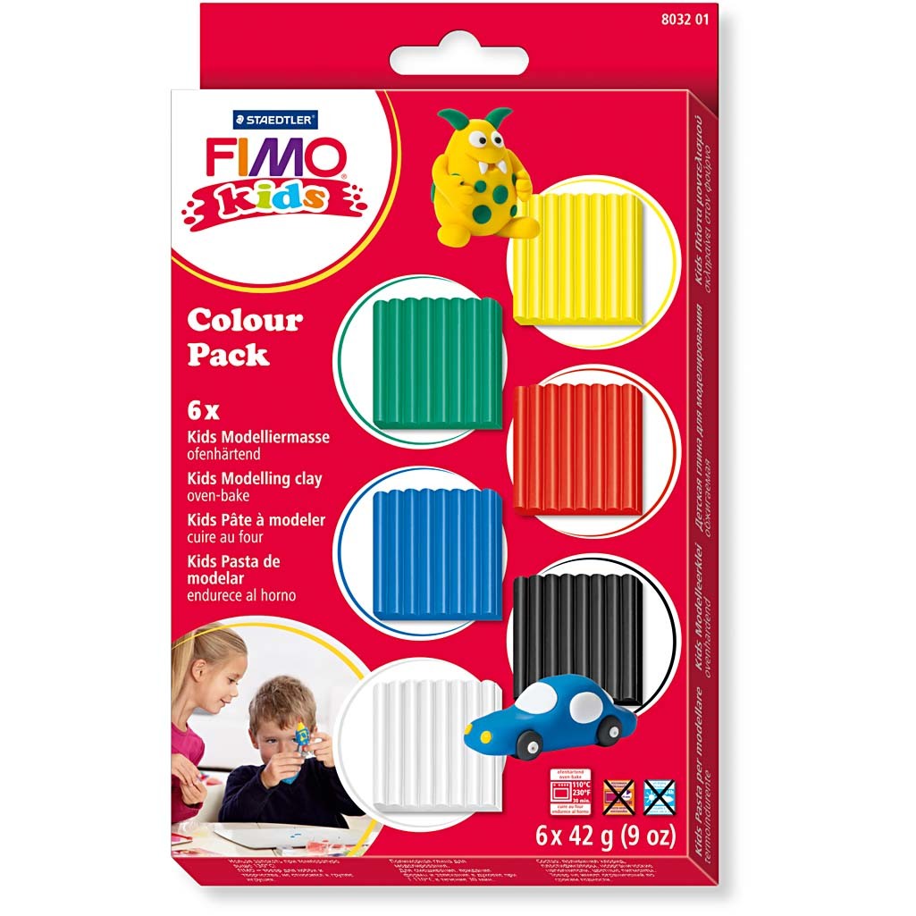FIMO® Kids Clay, Standard-Farben, 6x42 g/ 1 Pck [HOB-78536]