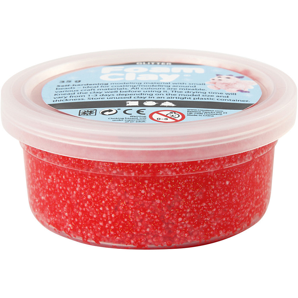 Foam Clay® , Glitter, Rot, 35 g/ 1 Dose [HOB-788870]