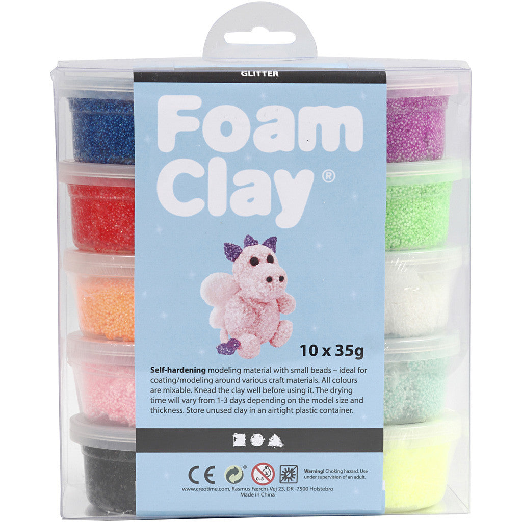 Foam Clay® , Glitter, Sortierte Farben, 10x35 g/ 1 Pck [HOB-78890]