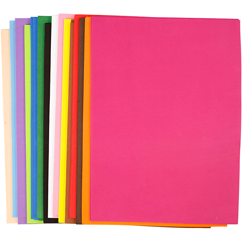 Foam Sheets, A3, sheet 297x420 mm, thickness 2 mm, assorted colours, 30 ass sheets
