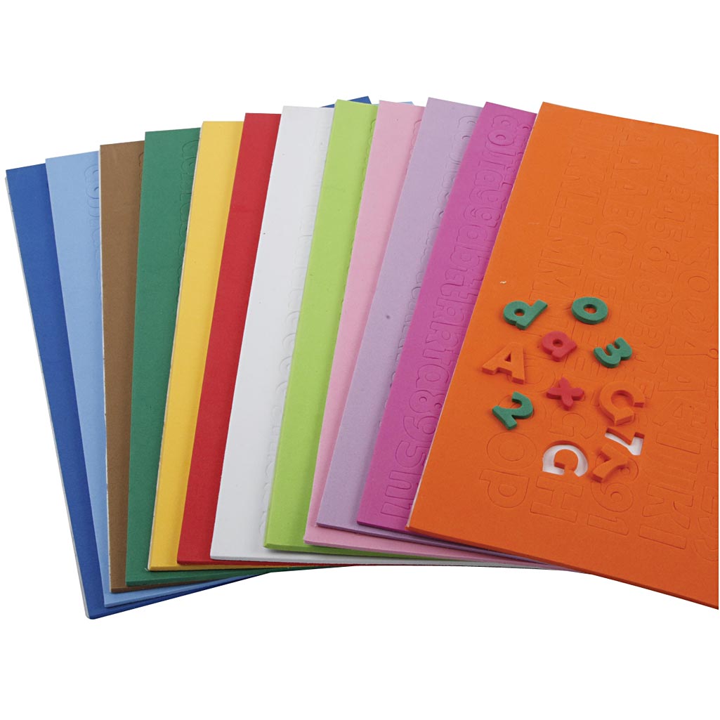 Moosgummi-Aufkleber, H 20 mm, Dicke 3 mm, Sortierte Farben, 24 Bl. sort./ 1 Pck [HOB-79008]