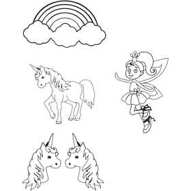 Plastikschrumpfplatten mit Motiven, Einhörner, Blatt 10,5x14,5 cm, Dicke 0,3 mm, Matt transparent, 4 Bl./ 1 Pck [HOB-790711]