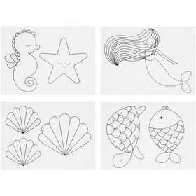 Plastikschrumpfplatten mit Motiven, Meerjungfrau, Blatt 10,5x14,5 cm, Dicke 0,3 mm, Matt transparent, 4 Bl./ 1 Pck [HOB-790712]