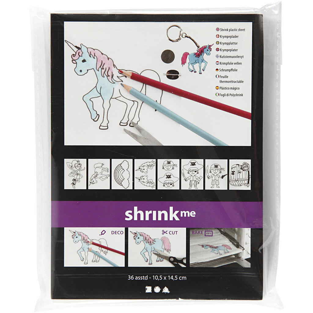 Plastikschrumpfplatten mit Motiven, Blatt 10,5x14,5 cm, Dicke 0,3 mm, 36 Bl./ 1 Pck [HOB-79072]