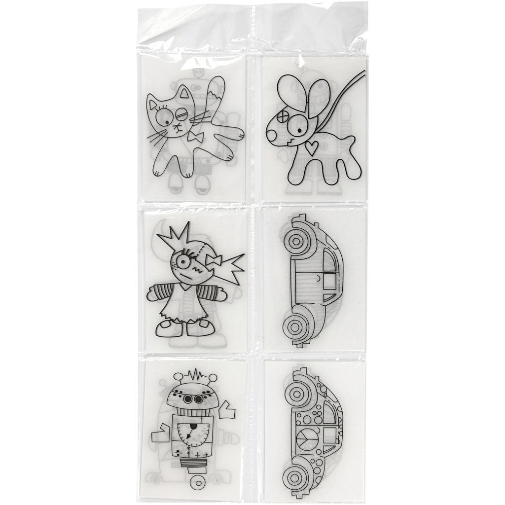 Plastikschrumpfplatten mit Motiven, Blatt 10,5x14,5 cm, Dicke 0,3 mm, Matt transparent, 36 Bl./ 1 Pck [HOB-79077]