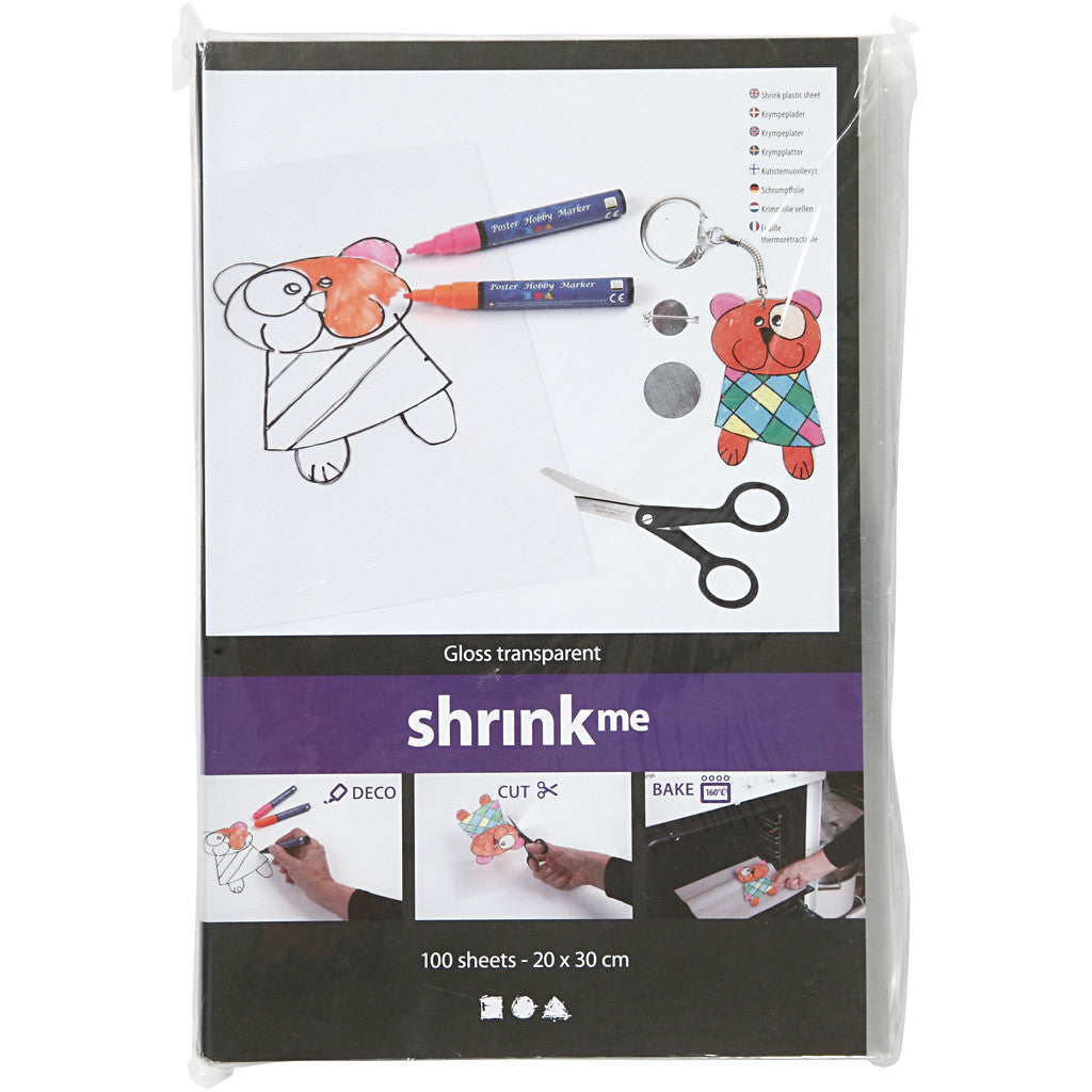 Schrumpffolie, Blatt 20x30 cm, Dicke 0,3 mm, Glänzend transparent, 100 Bl./ 1 Pck [HOB-79087]