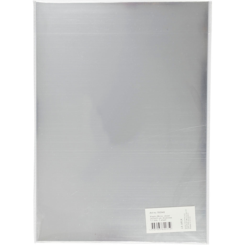 Spiegelfolie aus Plastik, Blatt 29,5x21 cm, Dicke 1,1 mm, 1 Bl. [HOB-790940]