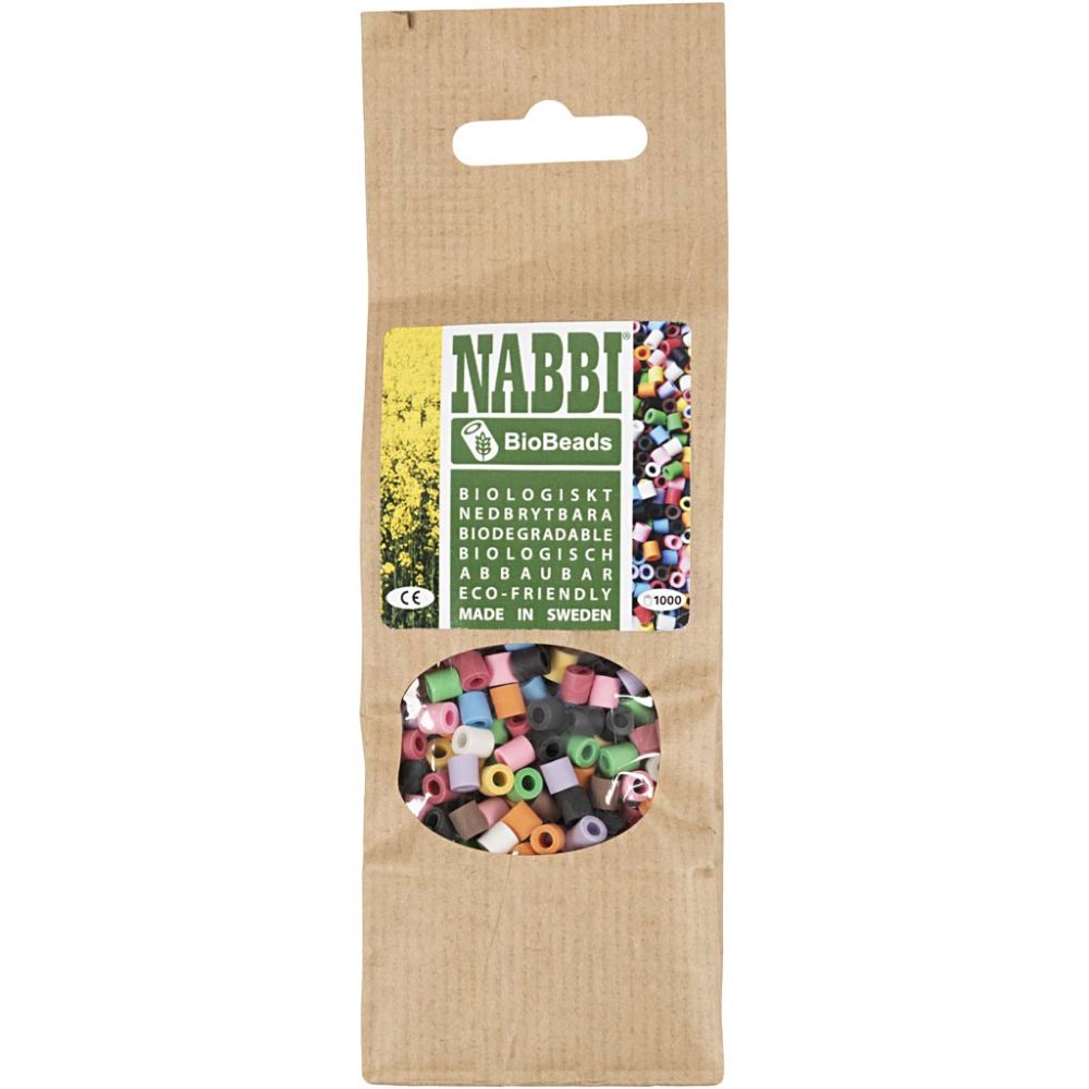 NABBI BioBeads, Größe 5x5 mm, Lochgröße 2.5 mm, medium, Sortierte Farben, 1000 Stk/ 1 Pck [HOB-9067710]