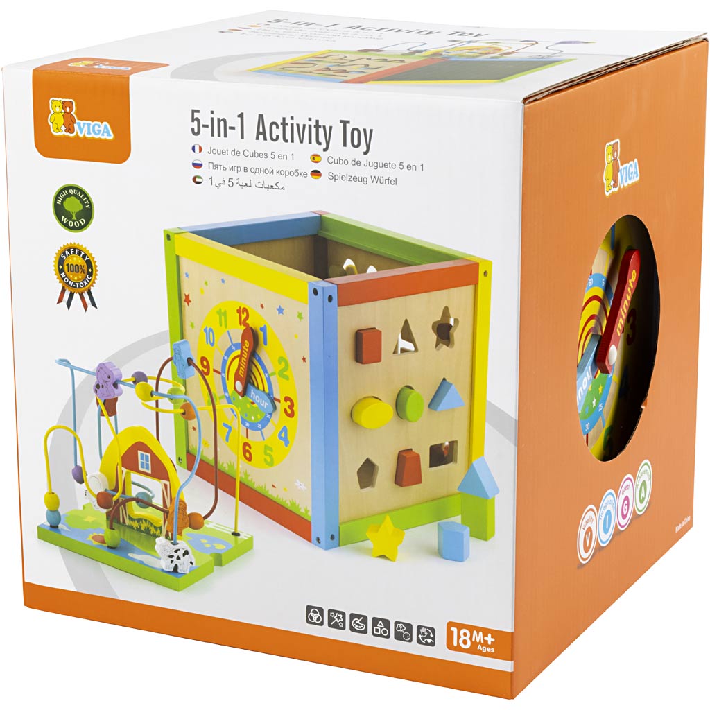 VIGA 5-in-1-Spielwürfel, Größe 30x30x55 cm, 1 Stk [HOB-907759]