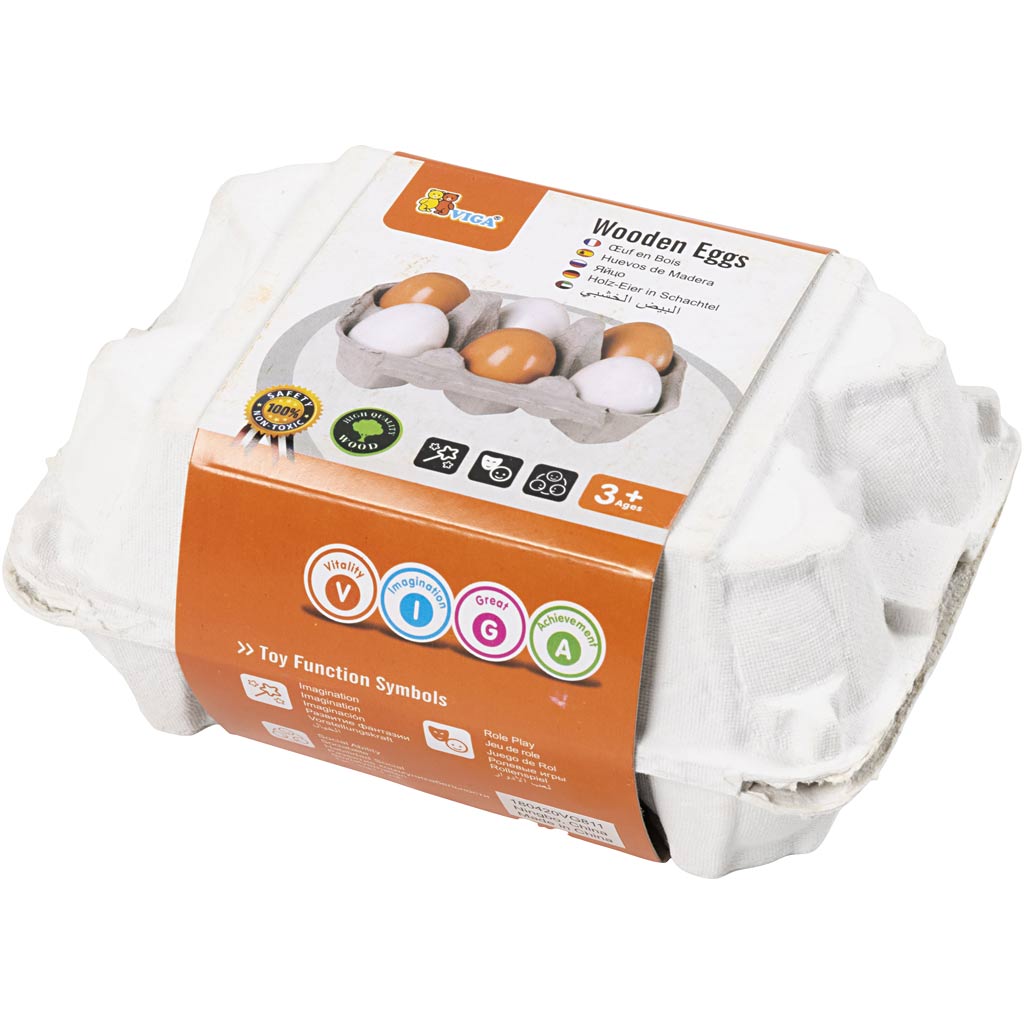 VIGA Eier aus Holz, 6 Teile/ 1 Stk [HOB-907796]