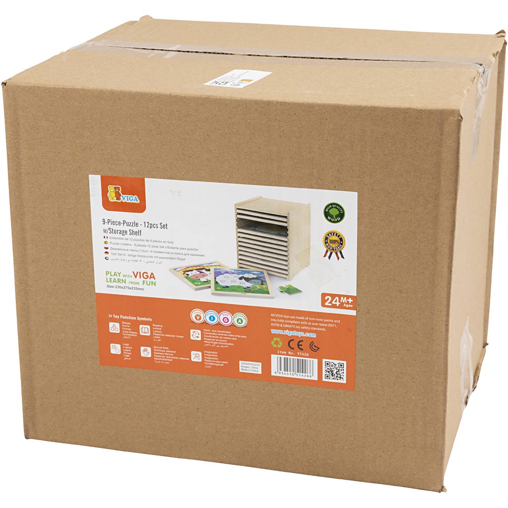 VIGA Puzzle-Set mit 12 Puzzles, Größe 23x27,5x23,5 cm, 12X9 Stücke, 12 Teile/ 1 Set [HOB-908539]