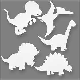 Dinosaurier, H 15-22 cm, B 24-25 cm, 230 g, Weiß, 16 Stk/ 1 Pck [HOB-95205]