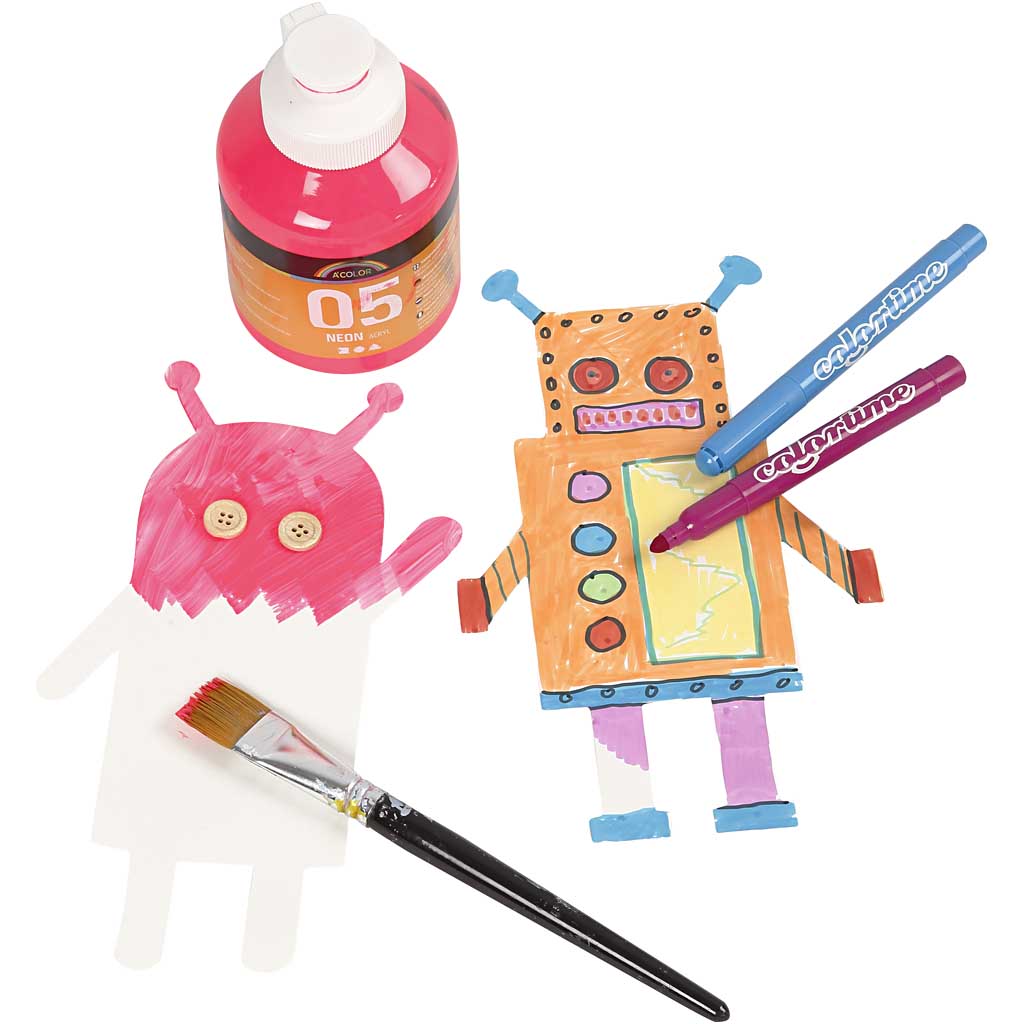 Roboter, H 22,5-24 cm, B 15-16 cm, 230 g, Weiß, 16 Stk/ 1 Pck [HOB-95207]