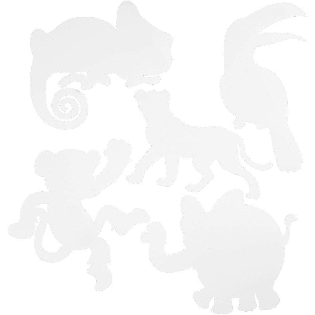 Jungle Animals, H: 14-25 cm, W: 12-23 cm, 230 g, white, 16 pc