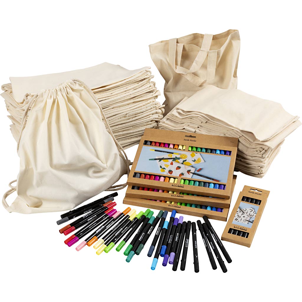 Group Craft Kit Decorate Your Own Bags, size 27,5x30 cm, assorted colours