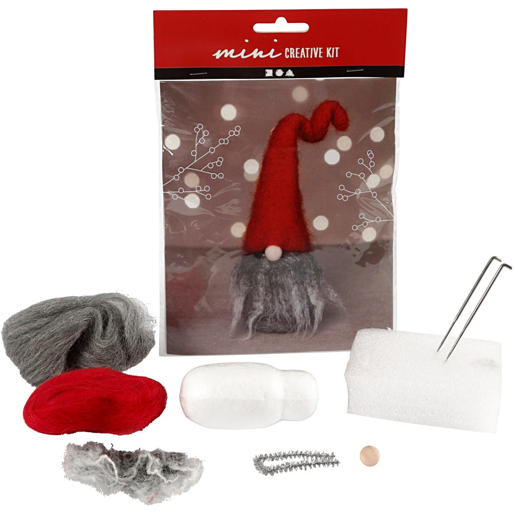 Mini Kreativ Set, Weihnachtswichtel mit grauem Bart, H 13 cm, 1 Pck [HOB-977403]
