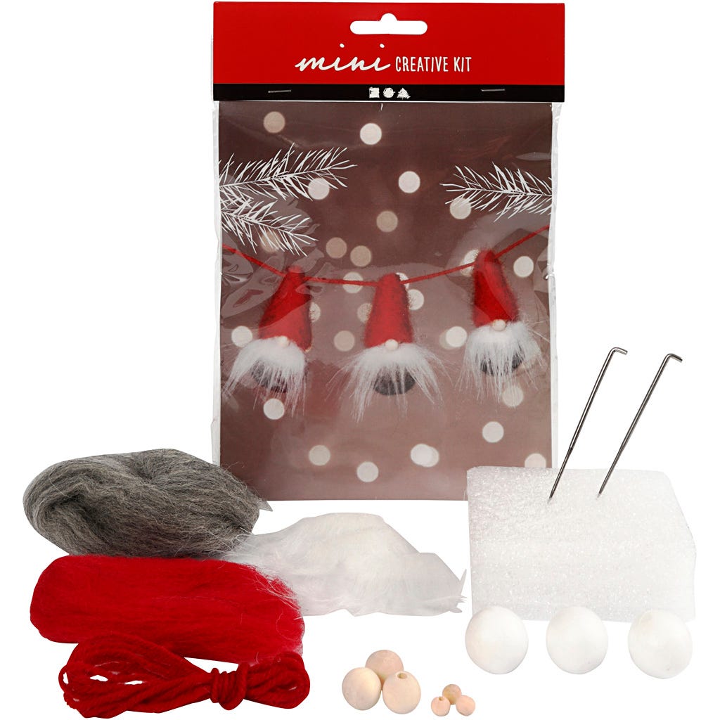 Mini Kreativ Set, Weihnachtswichtel an einem Seil, H 6 cm, 1 Pck [HOB-977407]