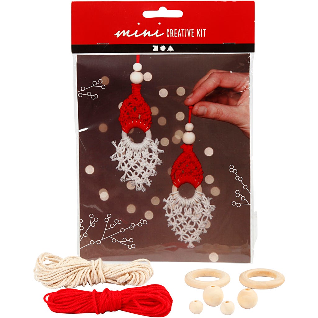 Mini Kreativ Set, Weihnachtswichtel aus Macramé, H 14 cm, 1 Pck [HOB-977410]