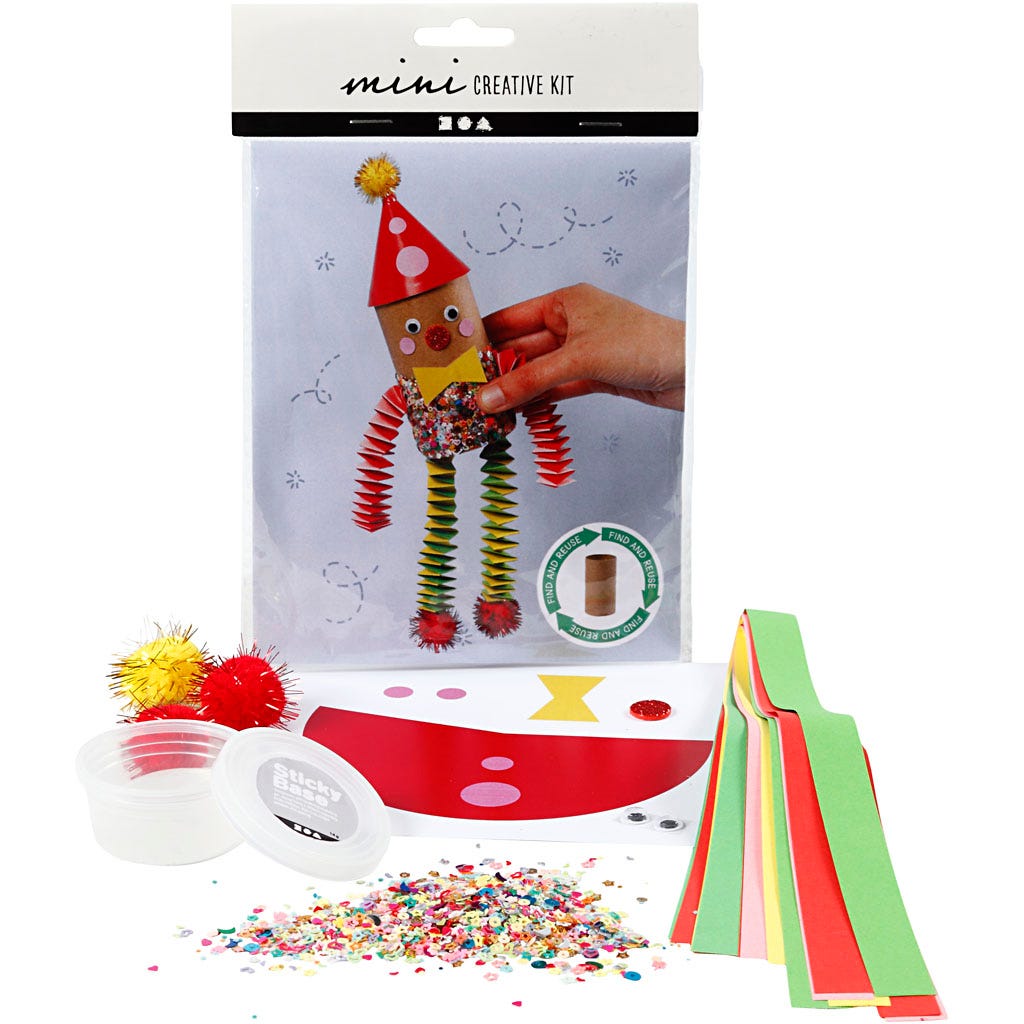 Mini Kreativ Set, Clown aus einer Papprolle, 1 Pck [HOB-977432]