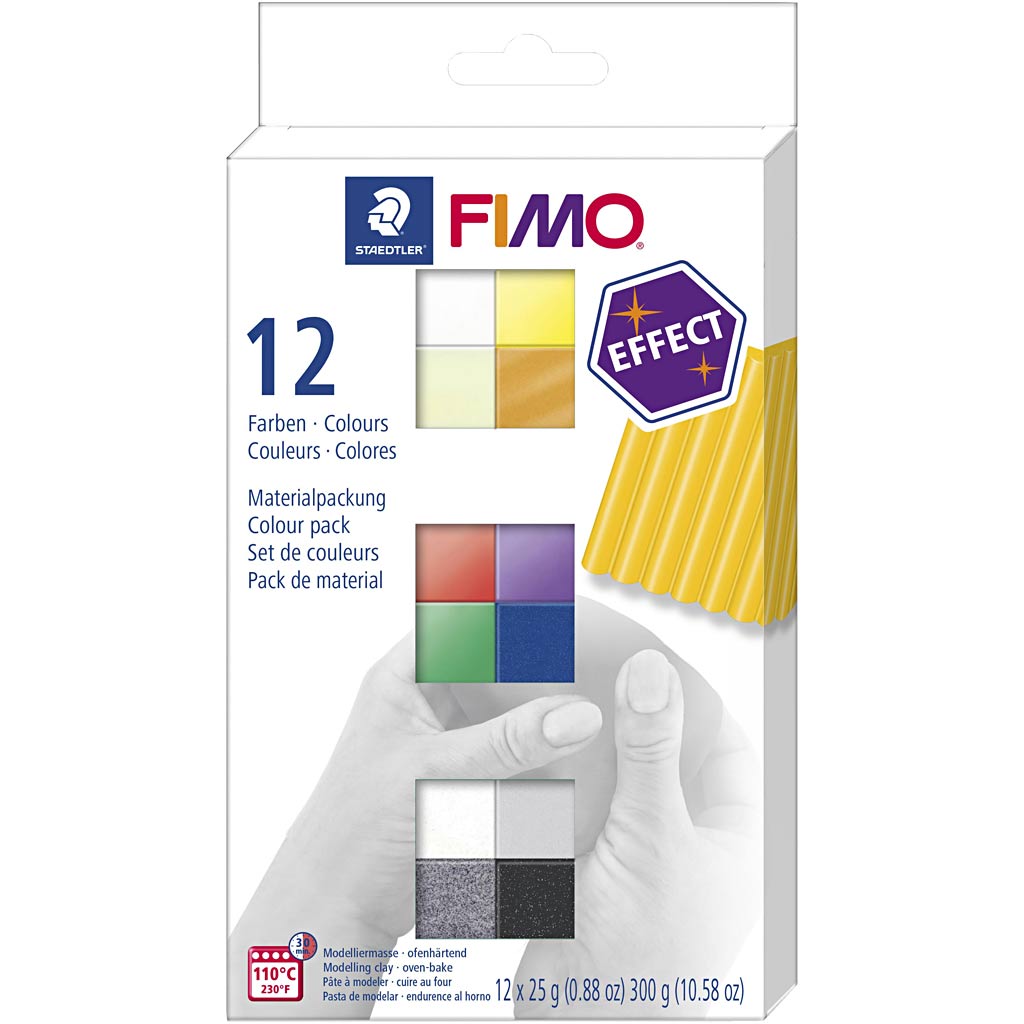 FIMO effect, assorted colours, 12x25 g