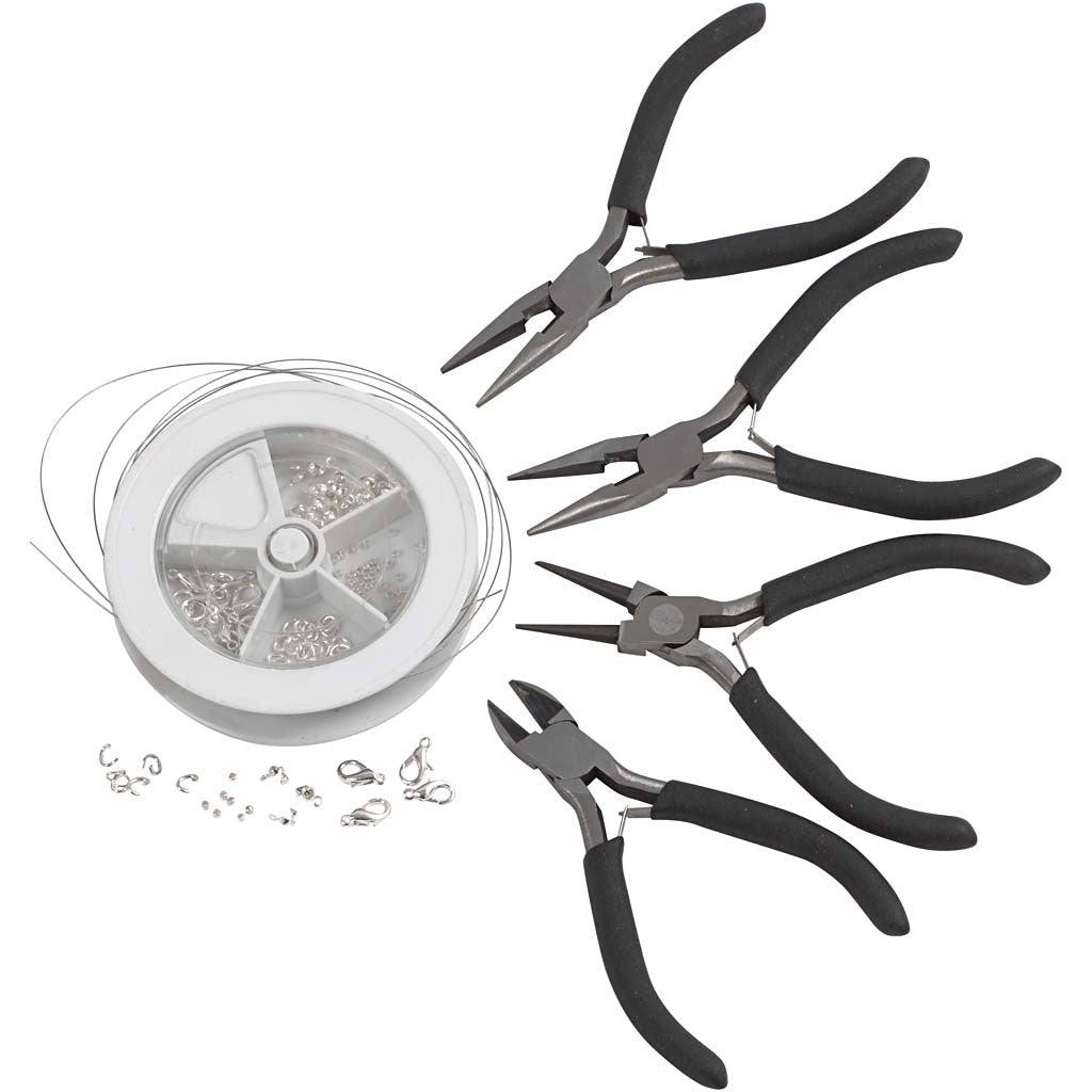 Kreativ Set Schmuck mit Werkzeug, Versilbert, 1 Set [HOB-99128]