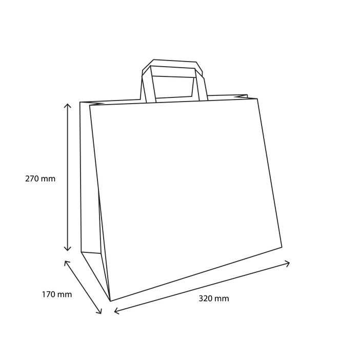 Papiertragetaschen 32x17x27cm weiß (250 Stück) [TK-9987496]