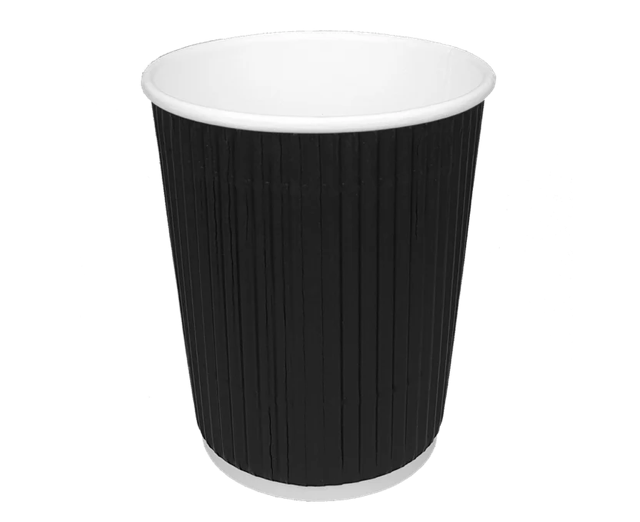 Coffee Cup 230cc 8oz Ø8 cm Ripple Black (500 pcs)