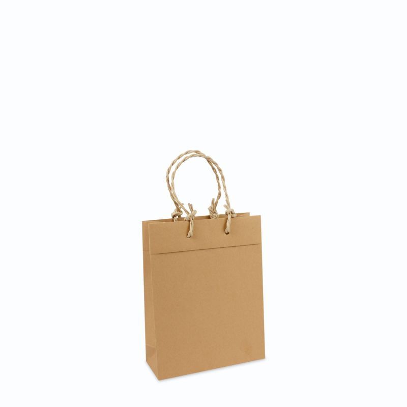 Luxuriöse recycelte Kraftpapiertaschen mit Umschlag 20+8x26 cm Braun (100 Stück) [FP-DPK059]