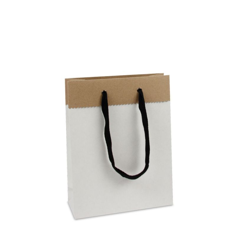 Luxuriöse Papiertaschen aus recyceltem Duplexpapier 20+8x26 cm Weiß (100 Stück) [FP-DPK084]