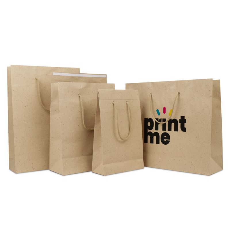 Luxuriöse Papiertaschen mit Klappe 26+12x35 cm Braungrau (100 Stück) [FP-DPK149]