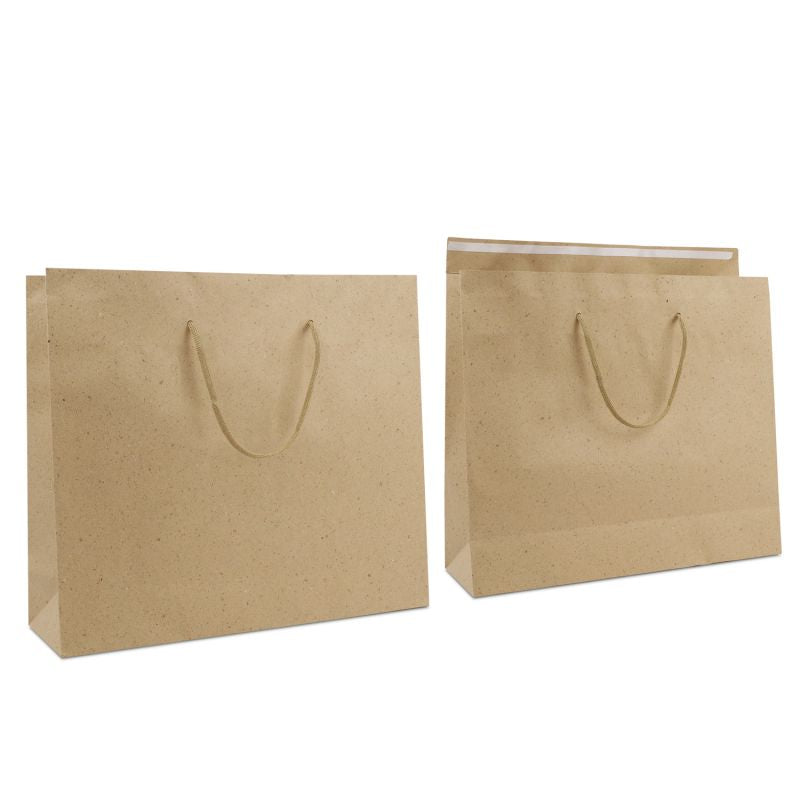 Luxury Carrier Bags with a flap 40+12x35cm Brown grey