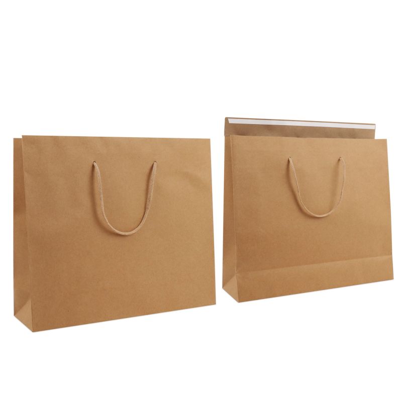 Luxury Carrier Bags with a flap 40+12x35cm Brown
