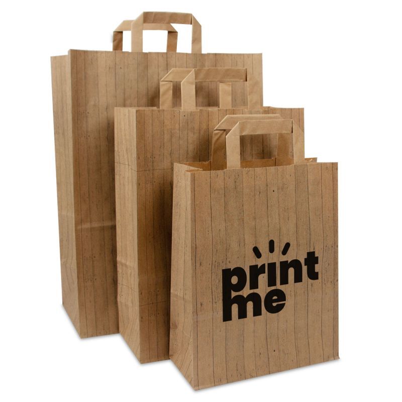 Kraftpapiertaschen FSC® - Holzstruktur 22+10x28 cm Braun (250 Stück) [FP-DPL046]