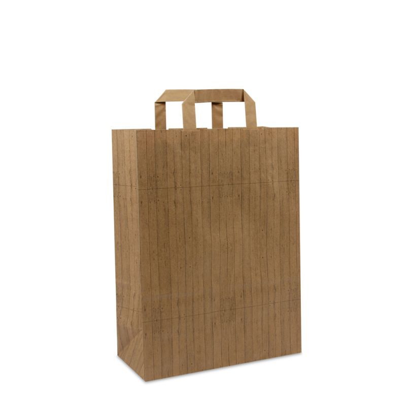 Kraftpapiertaschen FSC® - Holzstruktur 26+12x35 cm Braun (250 Stück) [FP-DPL047]