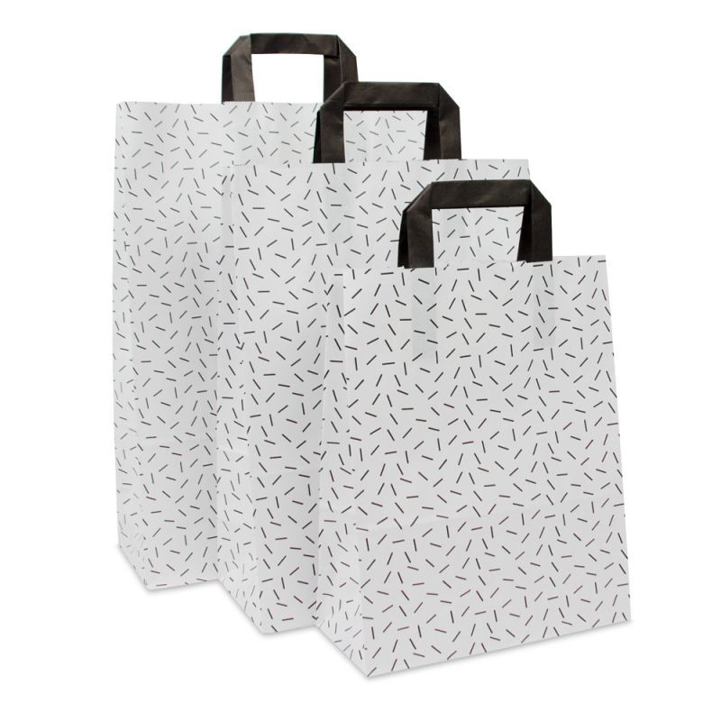 Kraftpapiertaschen - Sprinkle 22+10x28 cm Weiß (250 Stück) [FP-DPL072]