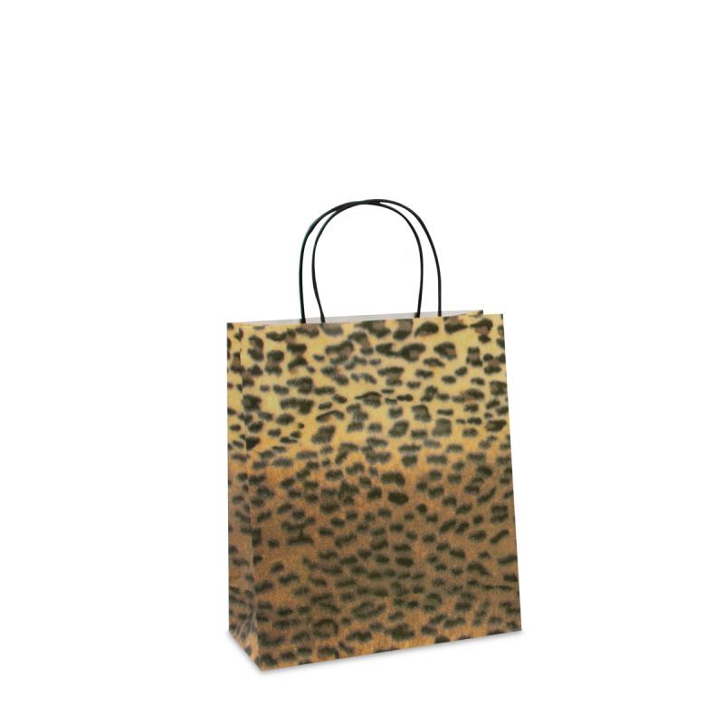 Papiertragetaschen mit gedrehte Griffe 22+10x26 cm Panther (200 Stück) [FP-DPT037]