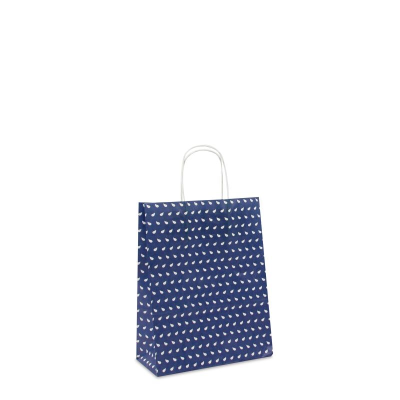 Papiertragetaschen mit gedrehte Griffe - Wave 22+10x28 cm Donkerblauw (250 Stück) [FP-DPT086]