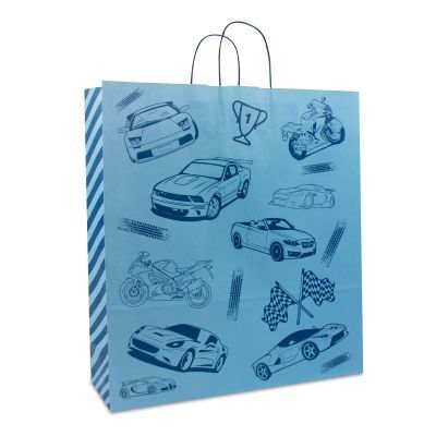 Papiertragetaschen mit gedrehte Griffe - Race 45+15x49 cm Blau (150 Stück) [FP-DPT094]