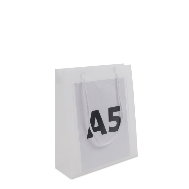 Luxuriöse Kunststoff-Fenstertaschen mit A5-Einschubfenster 20+8x25 cm Halbtransparent (200 Stück) [FP-DQC020]