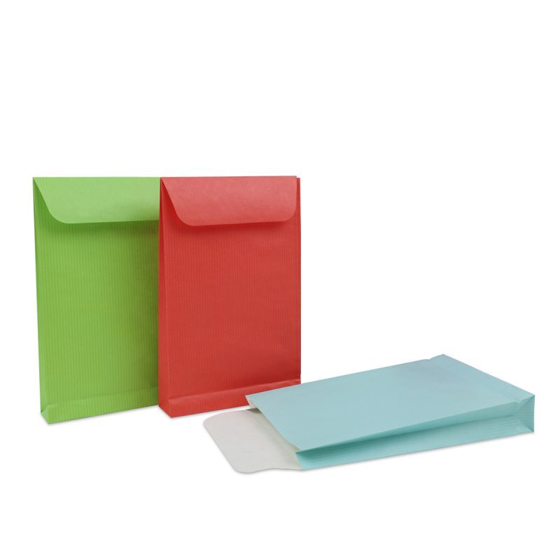 Papier-Geschenktüten mit Klappverschluss 12+3x19 cm Rot (1000 Stück) [FP-FPK336]