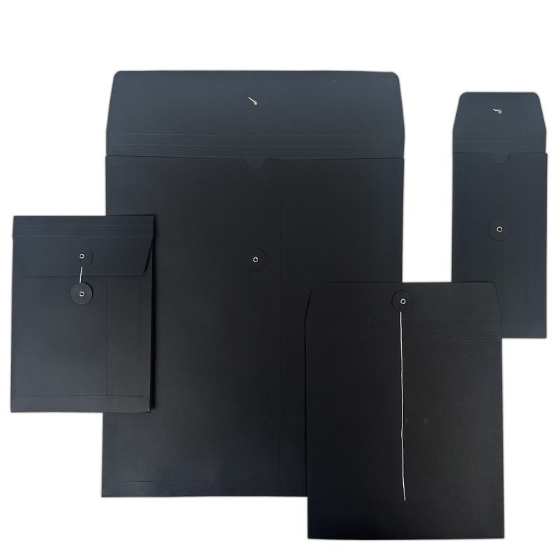 Papier-Rechnungshüllen mit japanischem Verschluss 16,5x23+2x1,25 cm Schwarz (100 Stück) [FP-JGB010]
