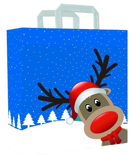 Papier-Weihnachtstaschen - Christmas Friends 26+12x35 cm Weiß (250 Stück) [FP-KDT031]