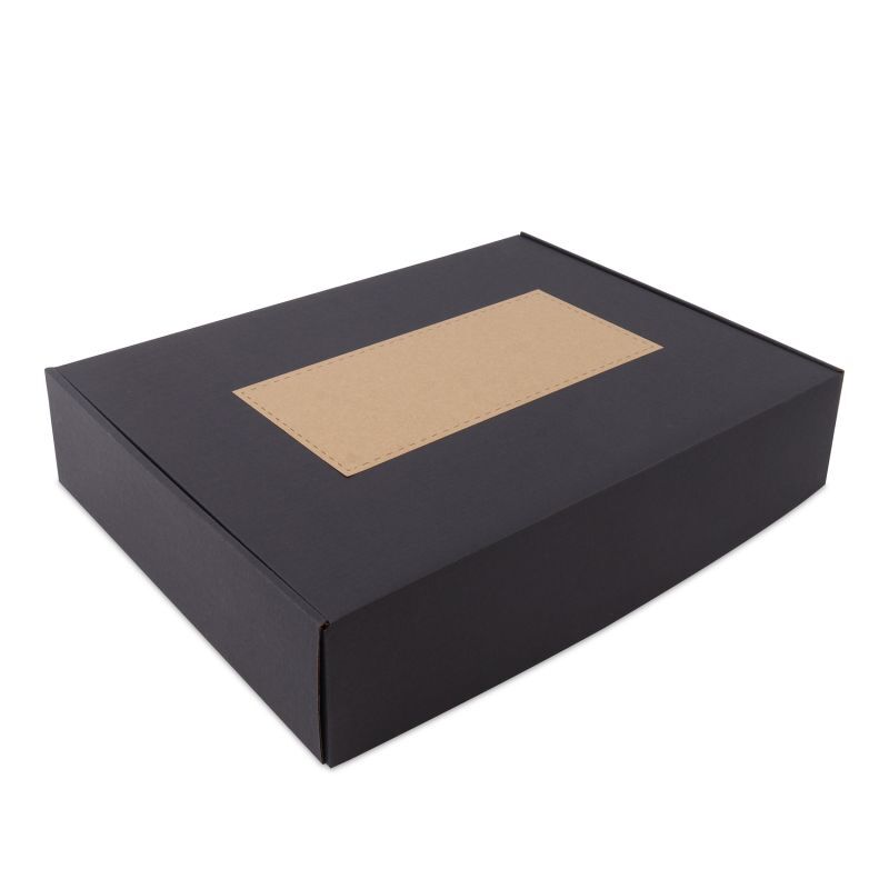 Versandboxen mit Personalisierungsfeld 41,5x30,5x8,5 cm Schwarz (50 Stück) [FP-VPD523]