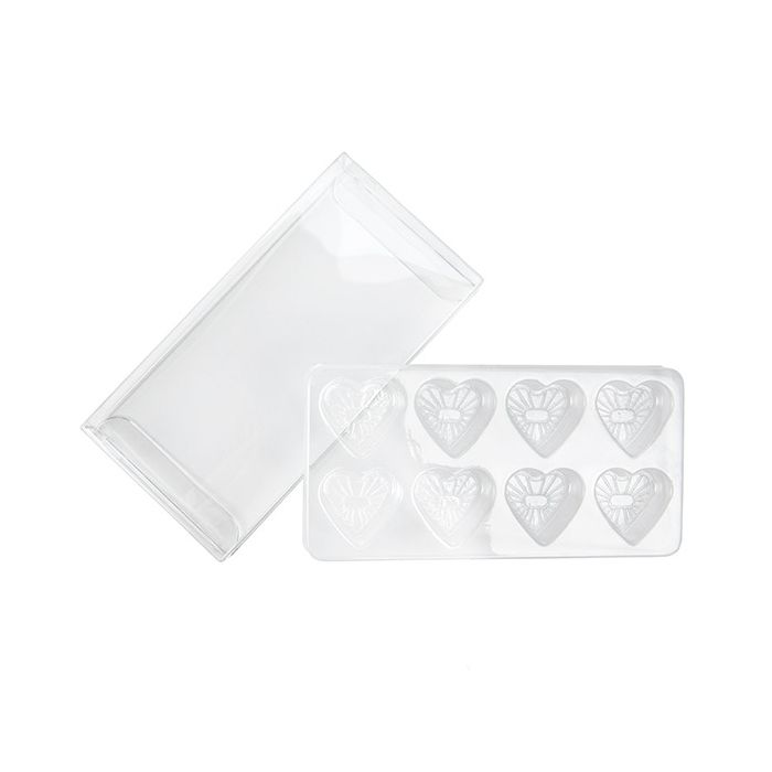 Clear Artisan Candy Box Set, Heart Insert 7x2.1x13.8 cm (25 pieces) [CNDYH272]