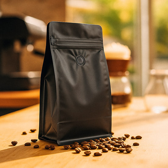 Kaffee Klappenbeutel Matt Schwarz 12,7x7,9x20,3 cm (50 Stück) [BBC2MB]