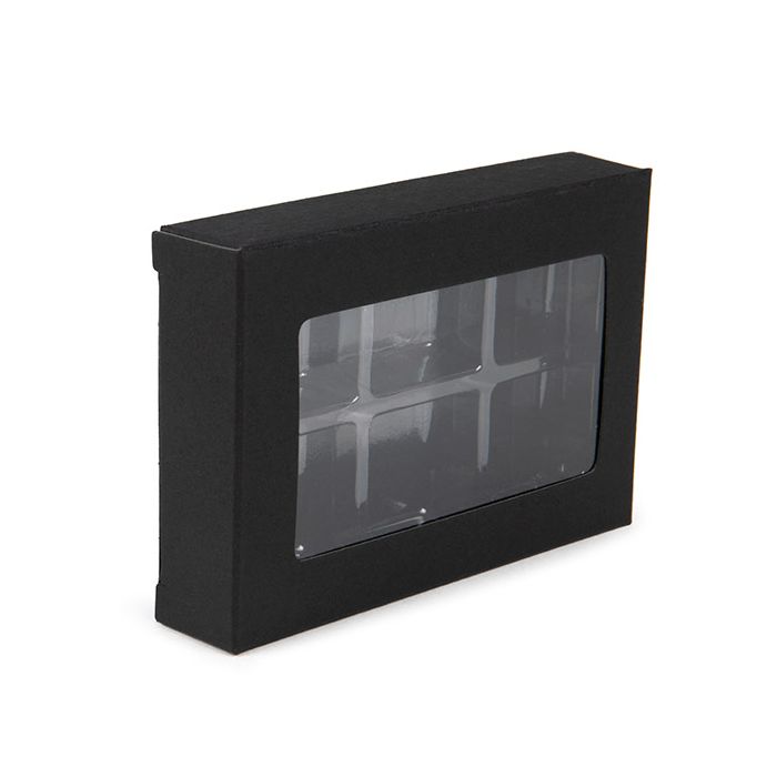 Schachteln schwarz für handgemachte Süßigkeiten, Quadratischer Einsatz 7x2.1x10.3 cm (25 Stück) [CNDY274B]