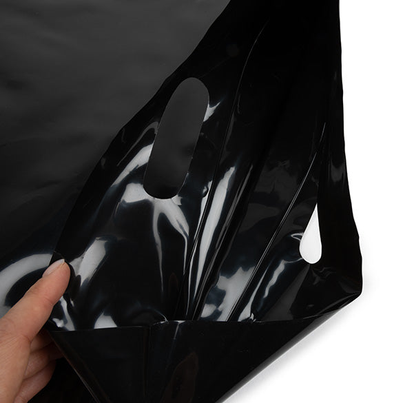 Polytragetaschen Schwarz 22.9x8.2x18.4cm 75 Mikron mit Druckverschluss (100 Stück) [ZH13BK5]